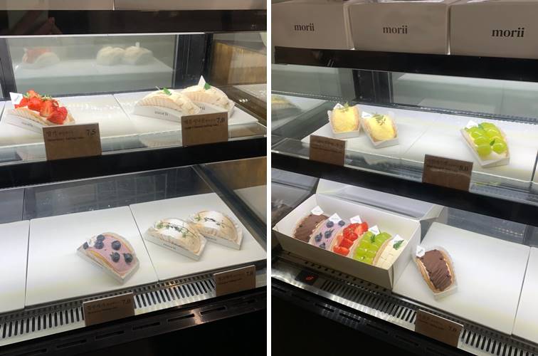 폴딩케이크가 있는 냉장 쇼케이스