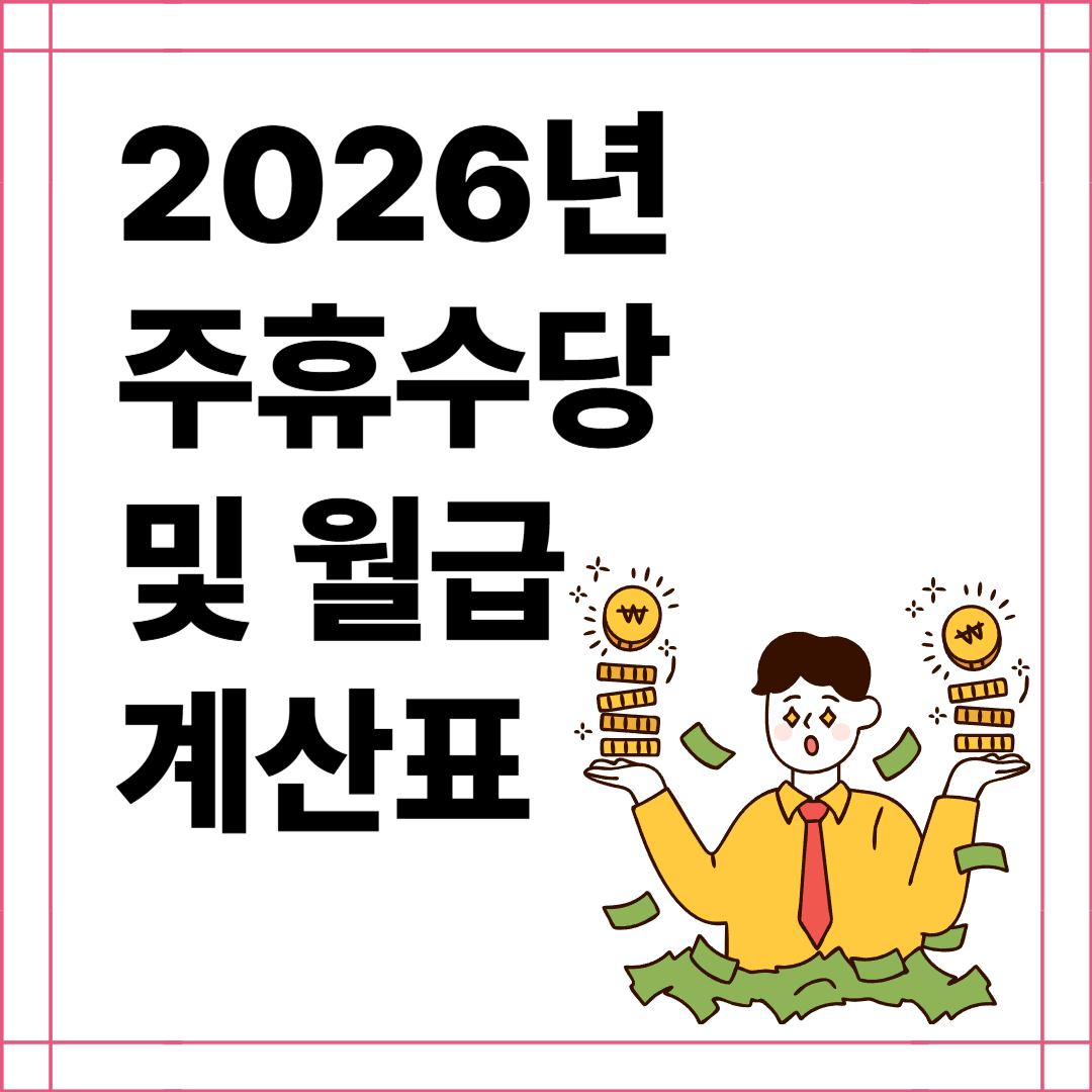2026년 주휴수당 및 월급계산표