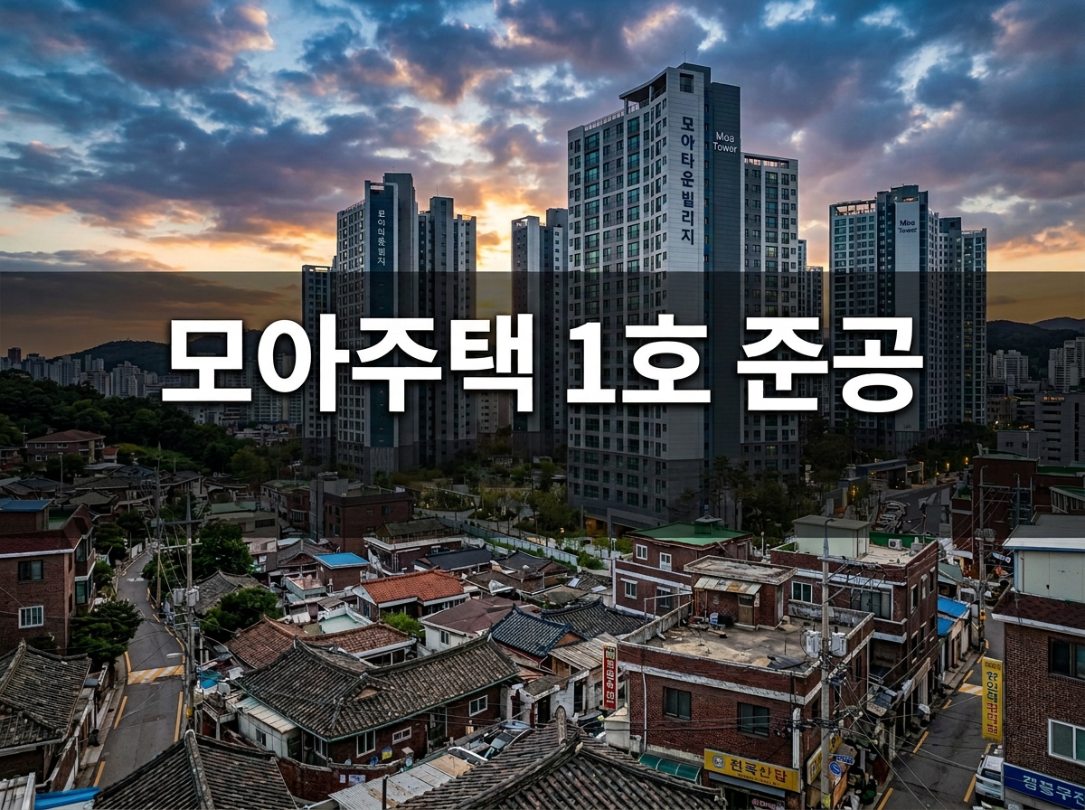 모아주택 1호 준공을 이미지로 표현한 그림