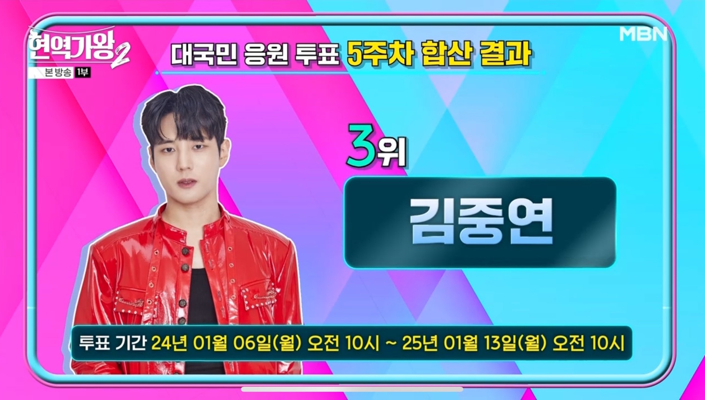 현역가왕2 대국민 응원투표 5주차 결과