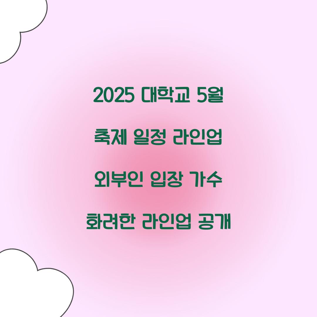 2025 대학교 5월 축제 일정 라인업