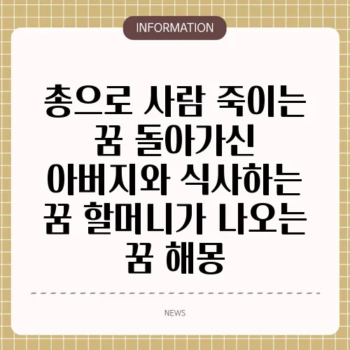 총으로 사람 죽이는 꿈 돌아가신 아버지와 식사하는 꿈 할머니가 나오는 꿈 해몽