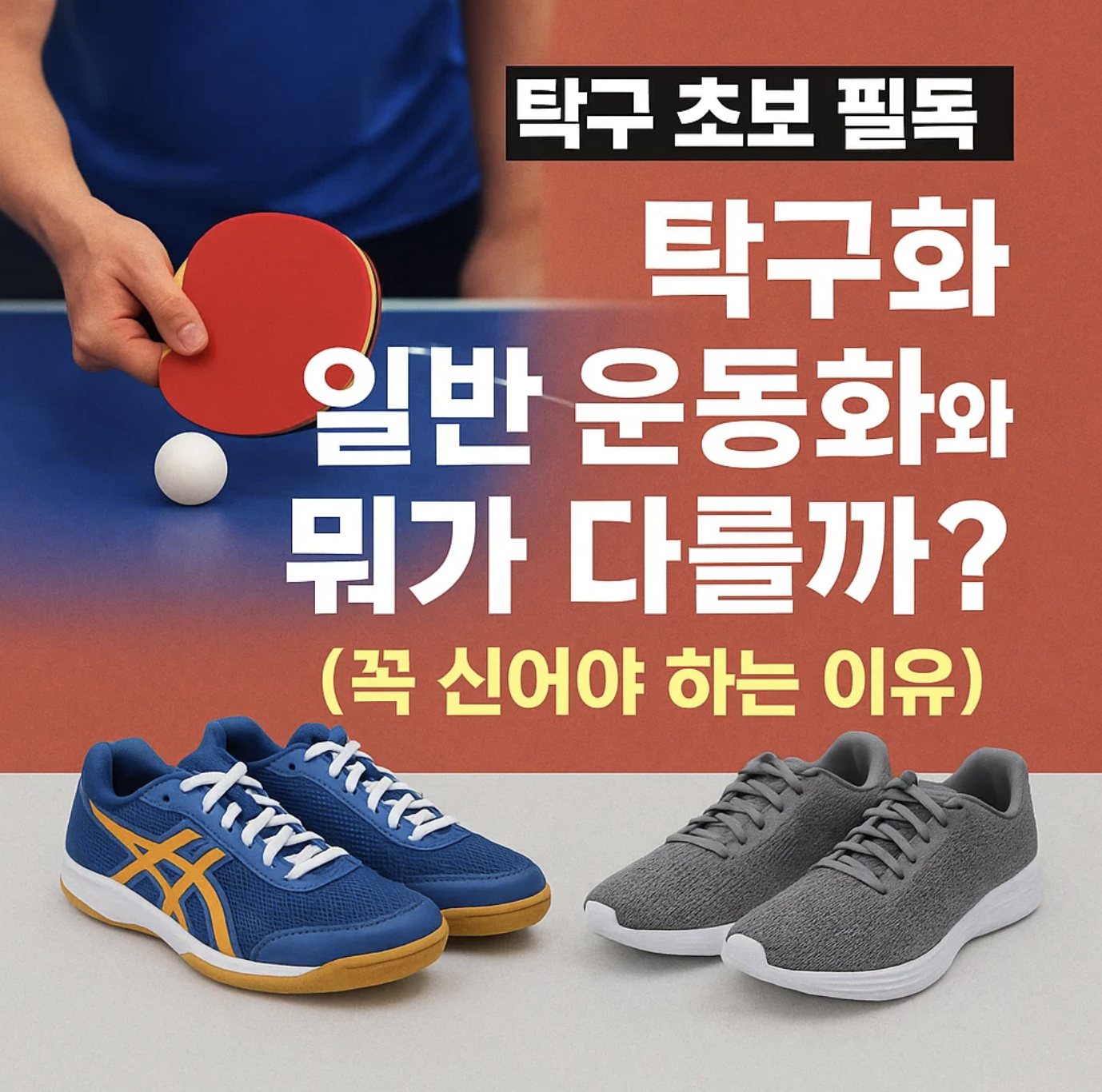 탁구 초보 필독, 탁구화 일반 운동화와 뭐가 다를까? (꼭 신어야 하는 이유)