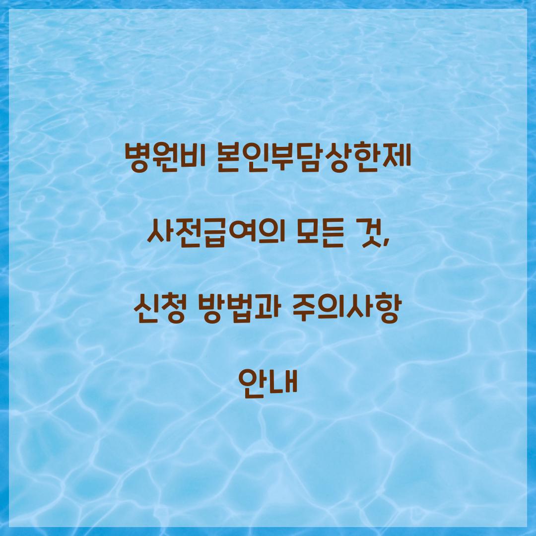 병원비 본인부담상한제 사전급여