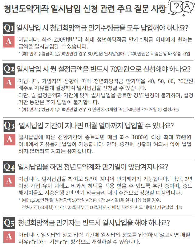 청년도약계좌 일시납입 안내