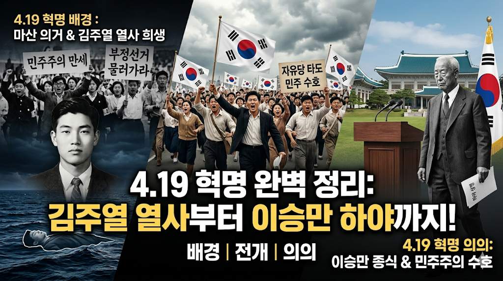 4.19 혁명 배경 전개 의의 완벽 정리: 김주열 열사부터 이승만 하야까지