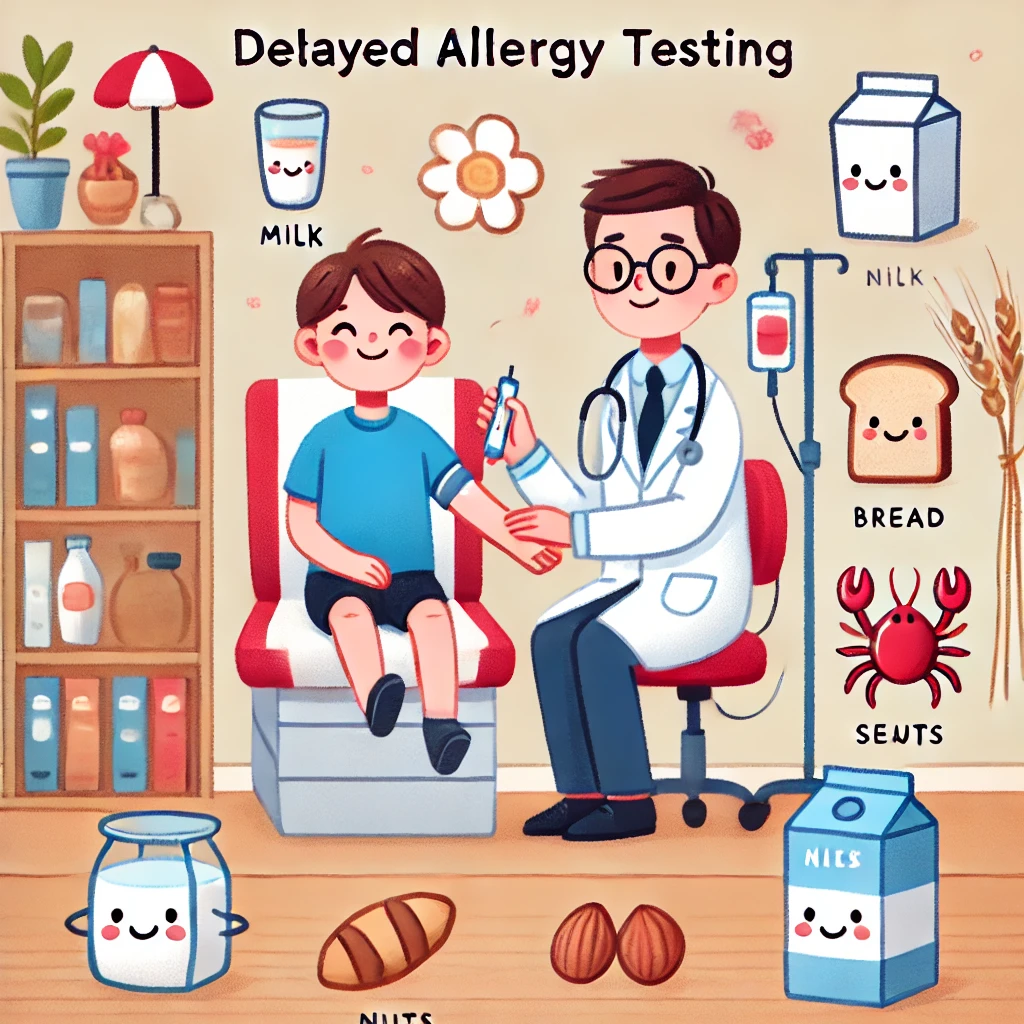 지연성알러지검사를 받고있는 아이