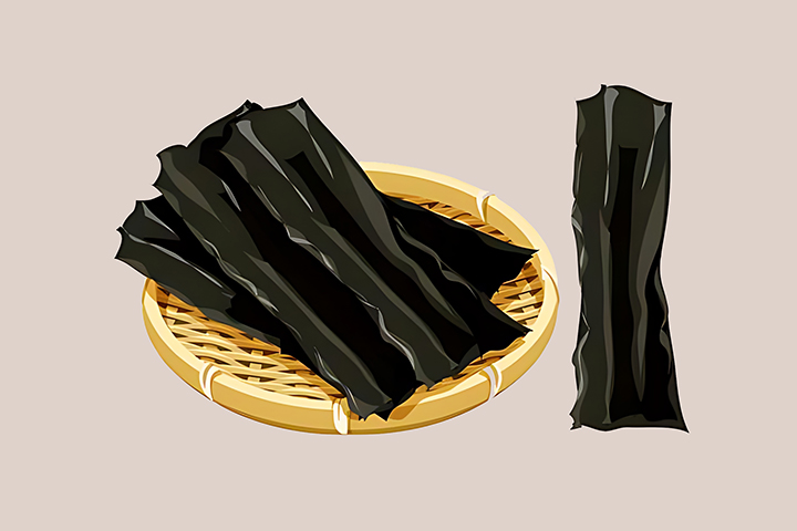 채반에-올린-다시마-모습