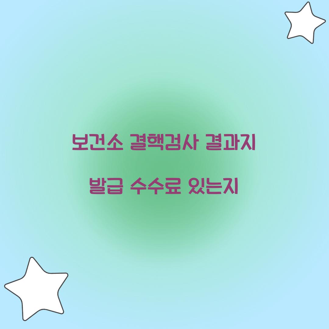 보건소 결핵검사 결과지 발급 수수료 있는지