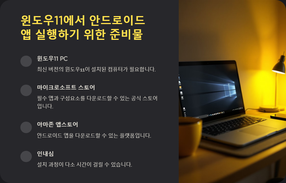 윈도우11에서 안드로이드 앱 실행하는 방법