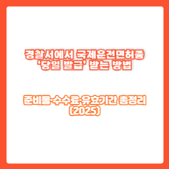 경찰서에서 국제운전면허증 ‘당일 발급’ 받는 방법｜준비물·수수료·유효기간 총정리(2025)