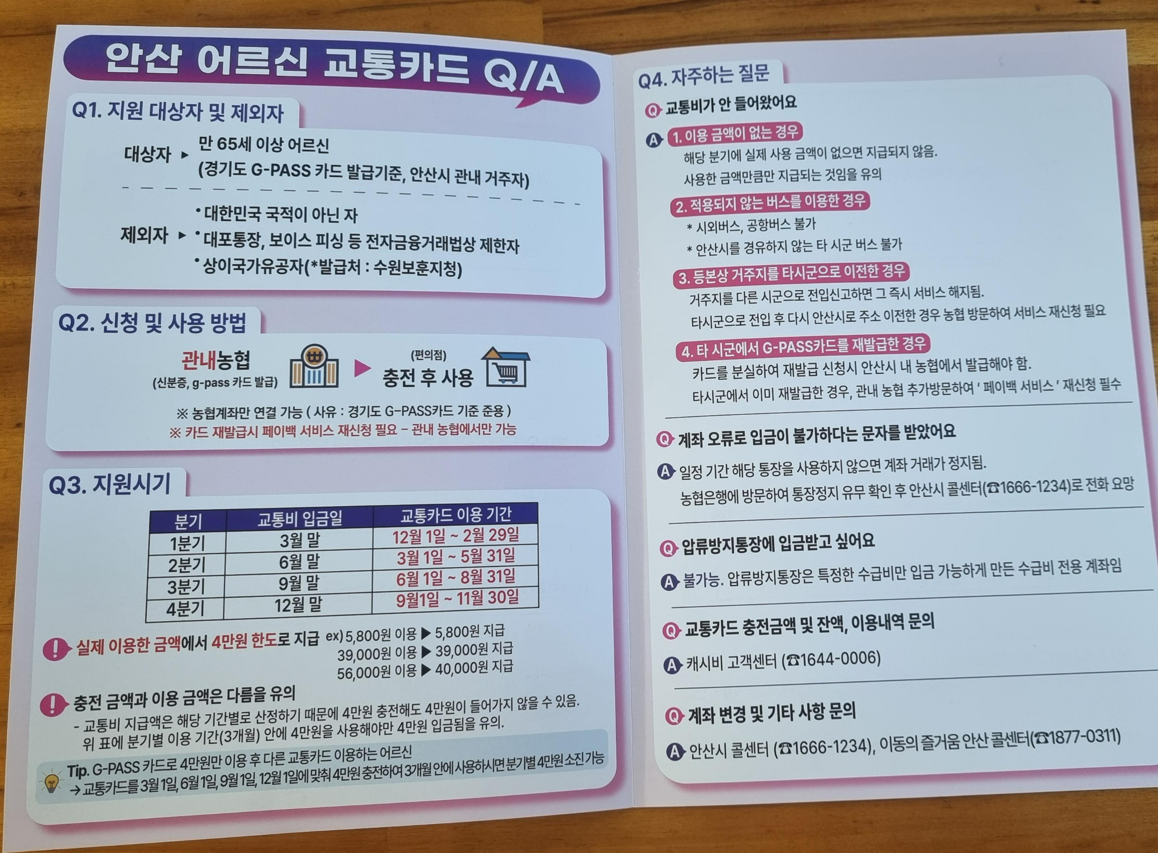 안산 65세 이상 교통비 지원 대상