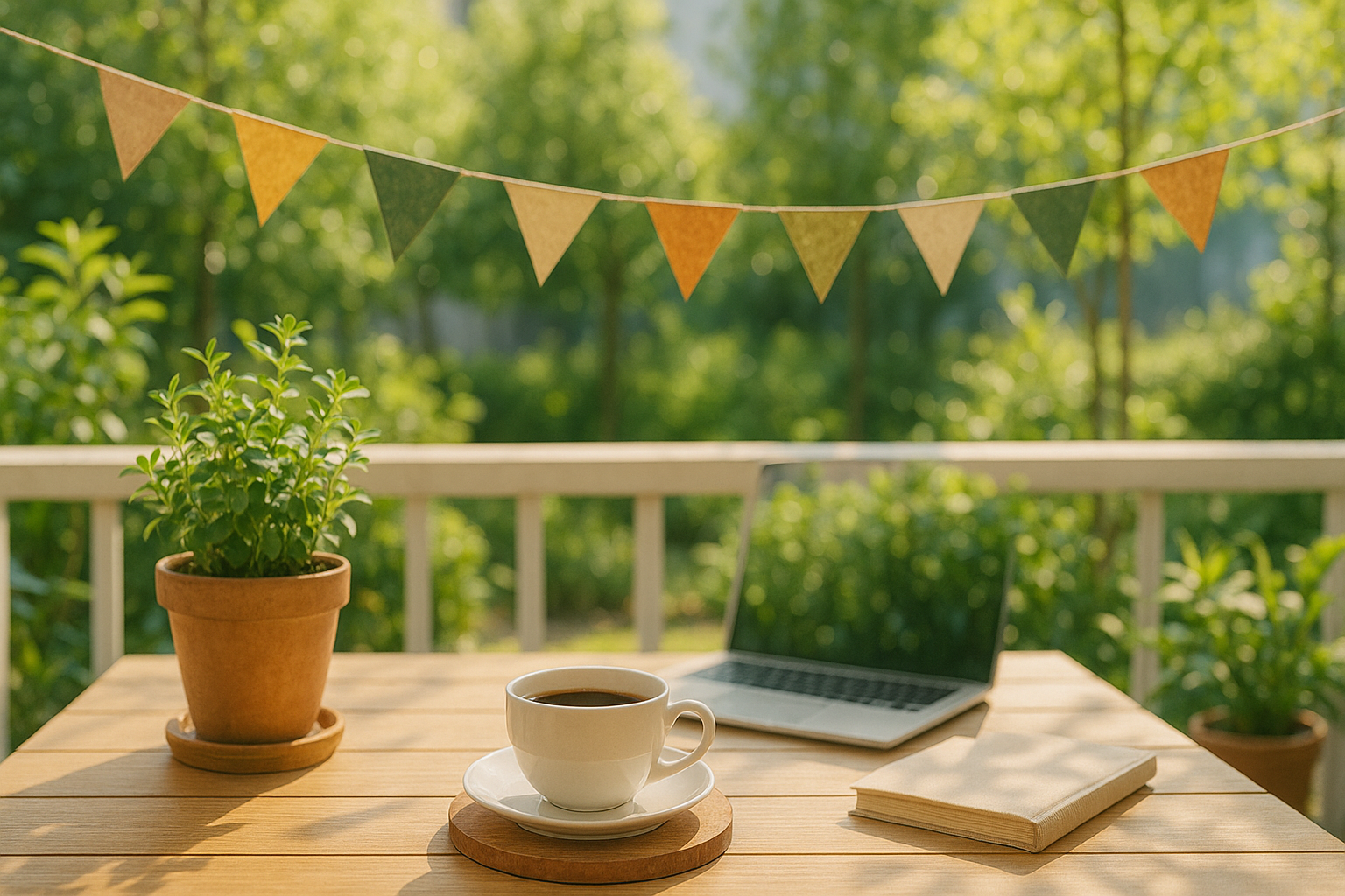햇살이 예쁘게 내려앉은 주말 브런치용 가든 테이블