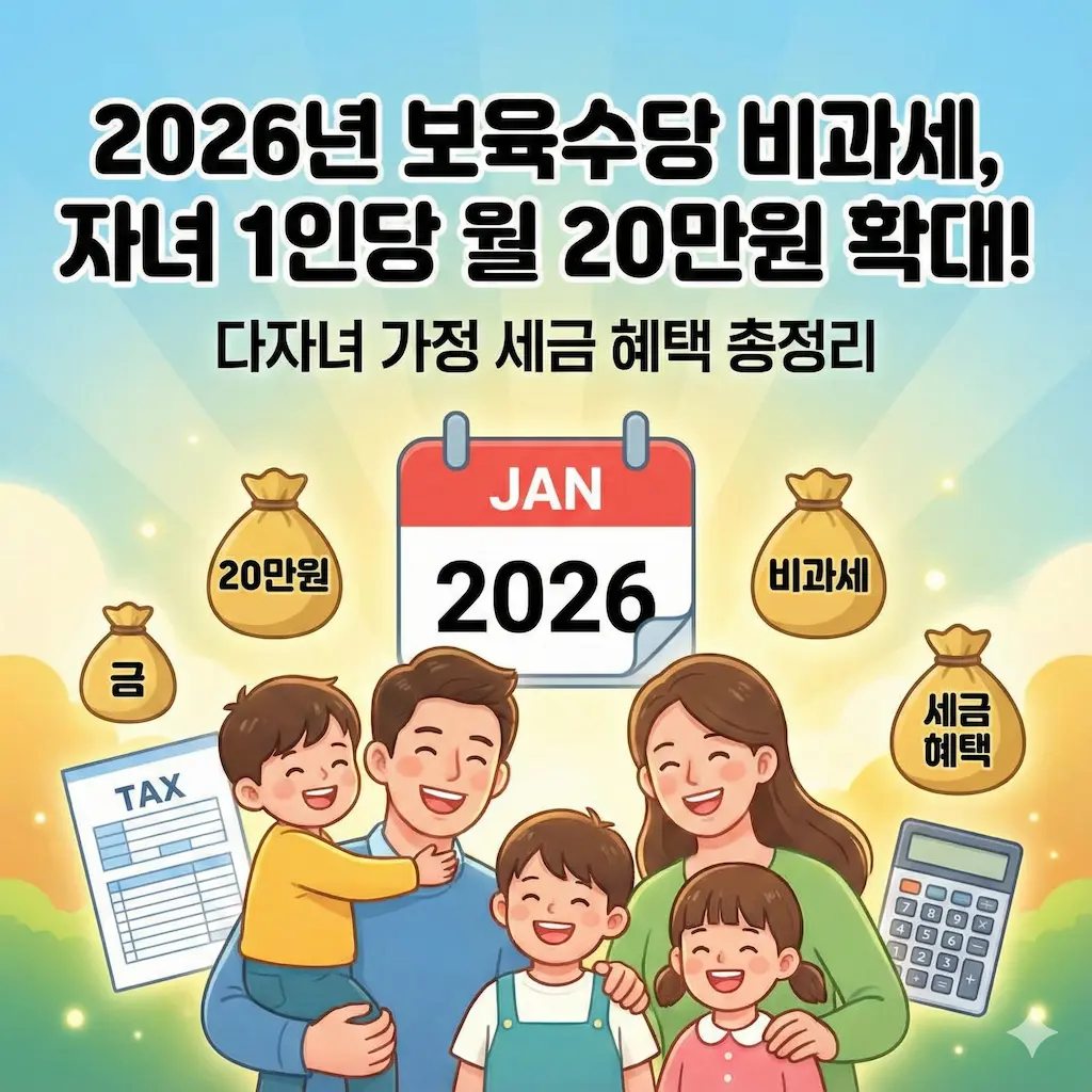 2026 보육수당 비과세, 자녀 1인당 월 20만원 확대! 다자녀 가정 세금 혜택 총정리
