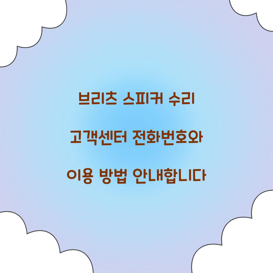 브리츠 스피커 수리 고객센터 전화번호