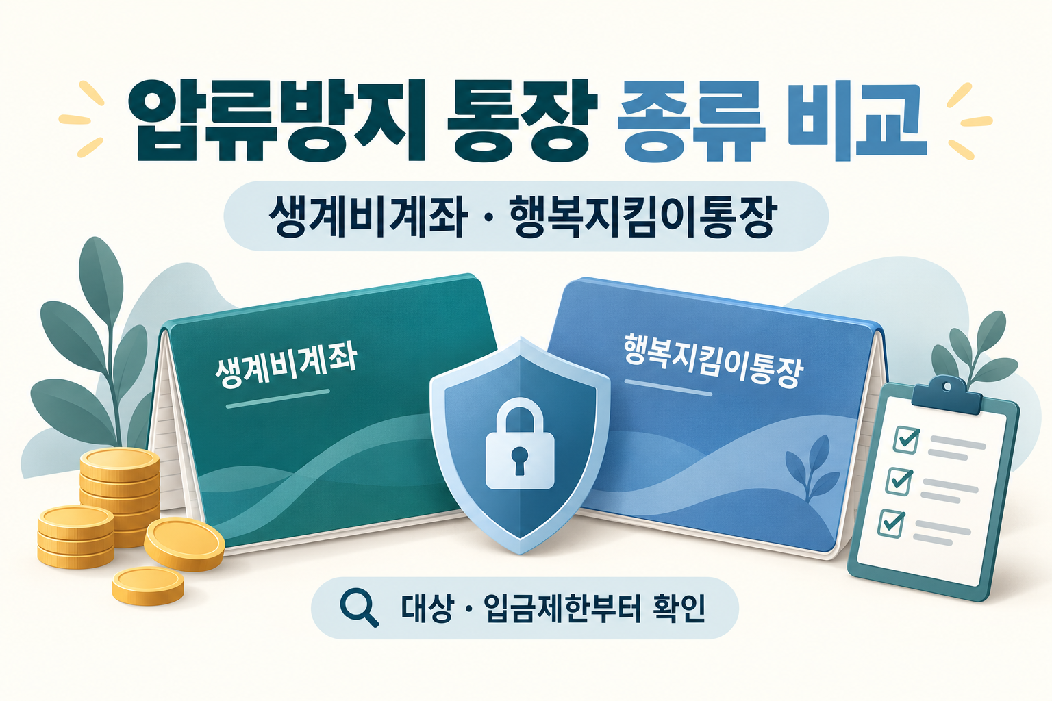 압류방지 통장 종류 비교 - 생계비계좌&middot;행복지킴이통장 차이와 선택 방법
