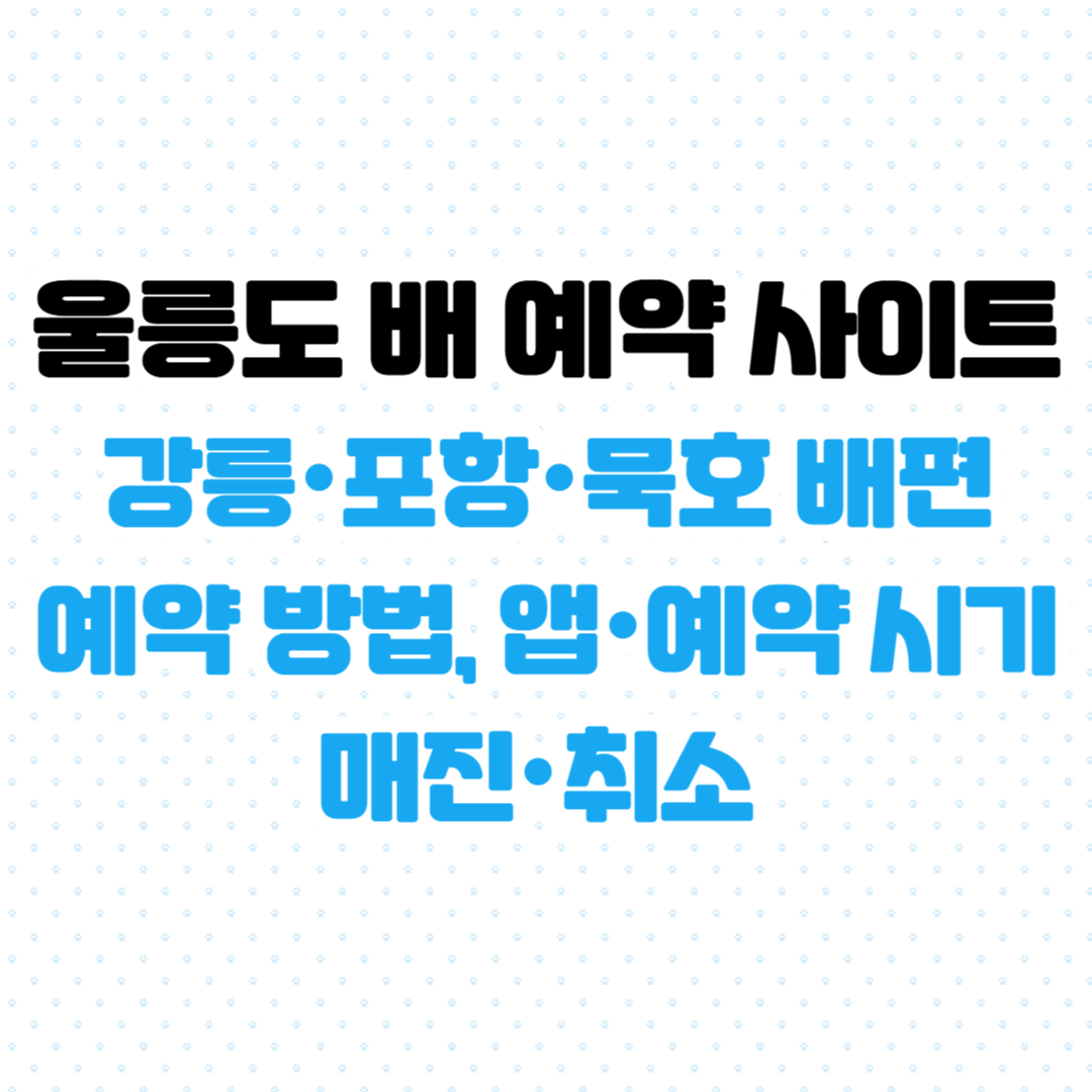 울릉도 배 예약 사이트, 강릉&middot;포항&middot;묵호 배편 예약 방법, 앱&middot;예약 시기, 매진&middot;취소 정보 총정리