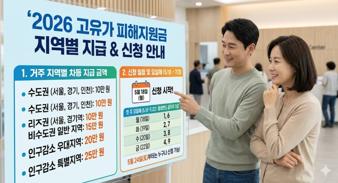 지역별로 다른 지급 금액과 신청 일정