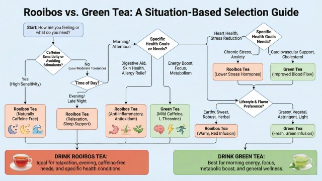 상황별 차 선택 가이드를 보여주는 의사결정 다이어그램