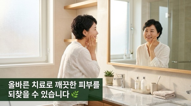 평편사마귀 치료 후 깨끗한 피부 회복 건강한 모습 희망적 이미지