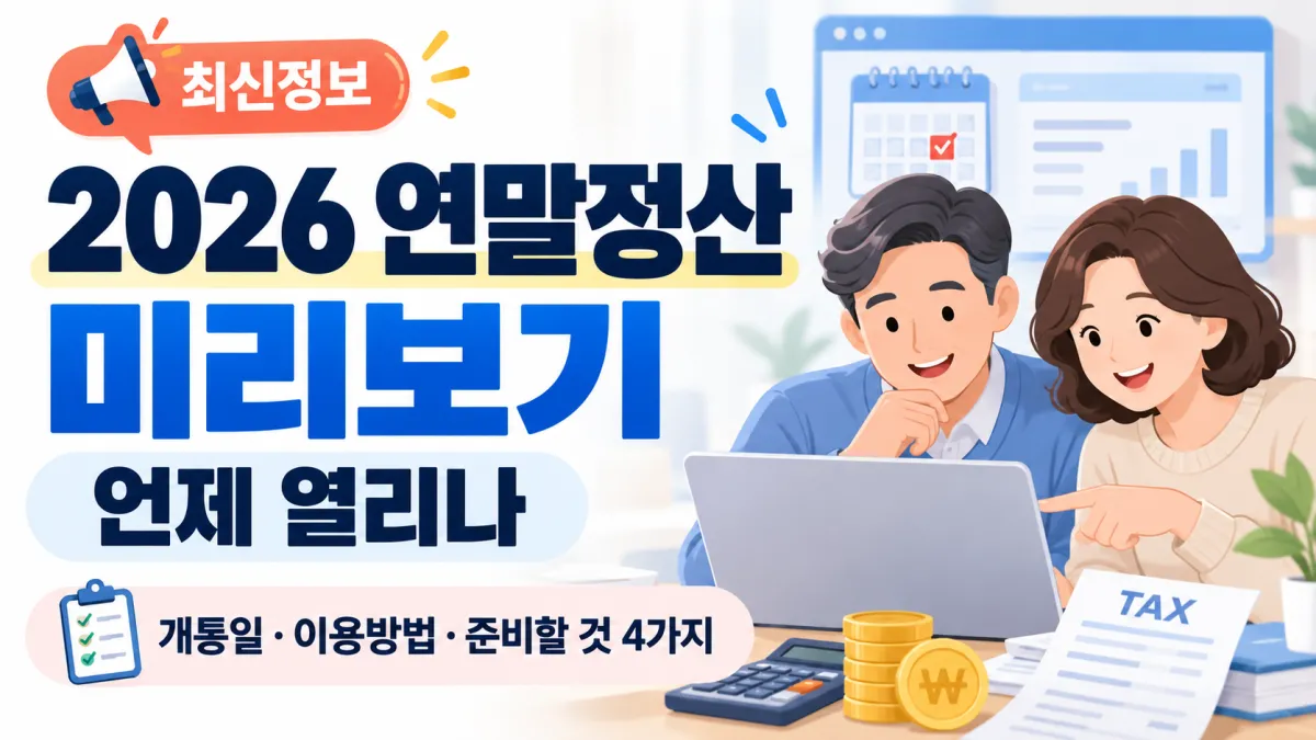 2026 연말정산 미리보기 개통일과 이용방법, 열리기 전에 준비할 네 가지를 정리한 안내 이미지