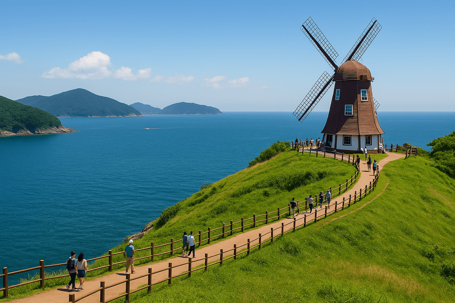 거제 바람의 언덕과 푸른 바다 풍경이 어우러진 낭만 여행