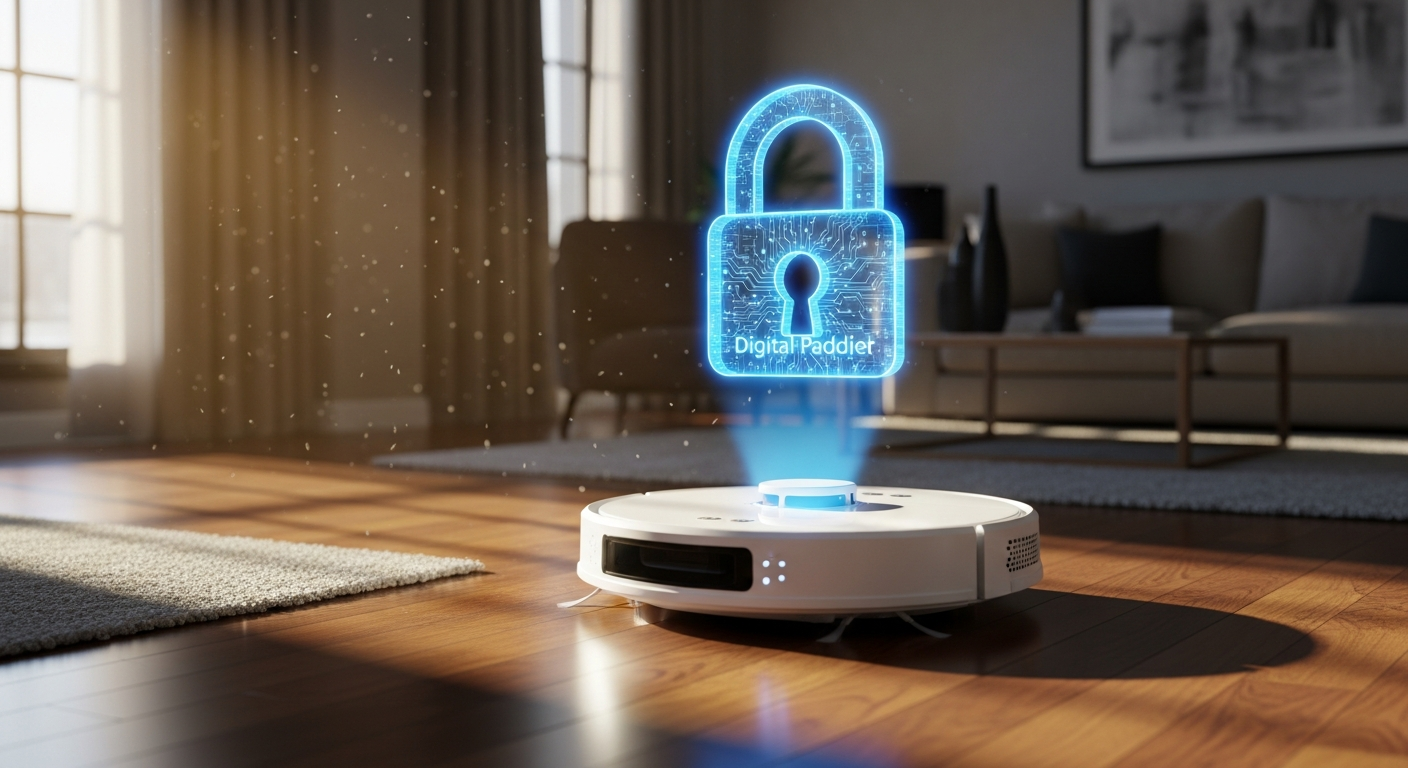 로봇청소기 카메라 해킹 방지를 위해 보안 잠금 기능을 설정하는 앱 화면