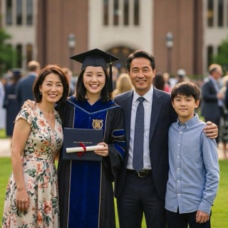 졸업식의 가족사진