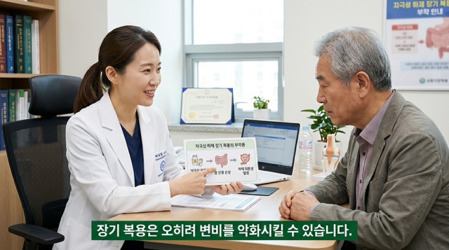 변비약 복통 경련 설사 전해질 이상 장의존성 부작용 상세
