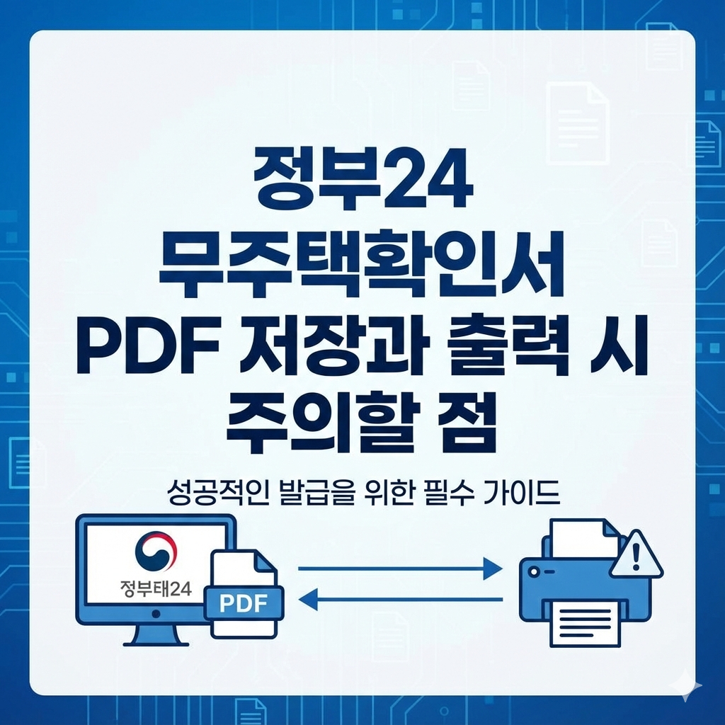 정부24 무주택확인서 PDF 저장과 출력 시 주의할 점