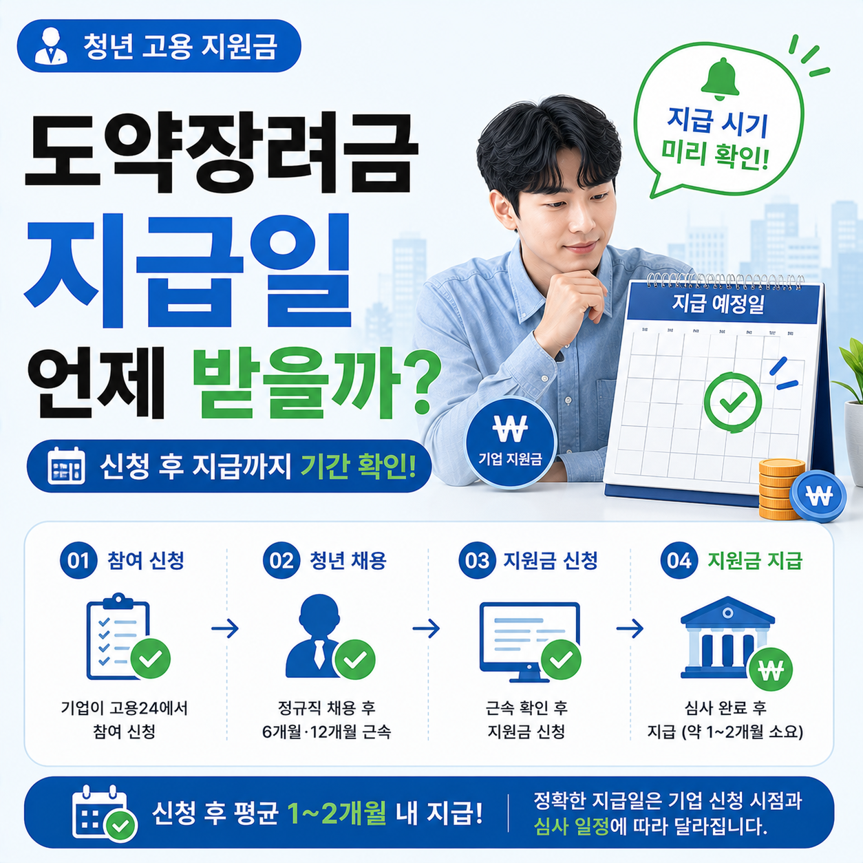 청년일자리도약장려금 지급일을 확인하는 모습