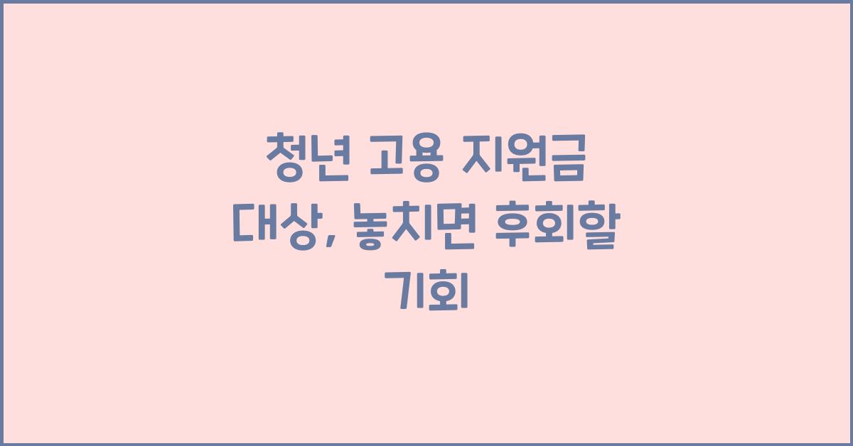 청년 고용 지원금 대상