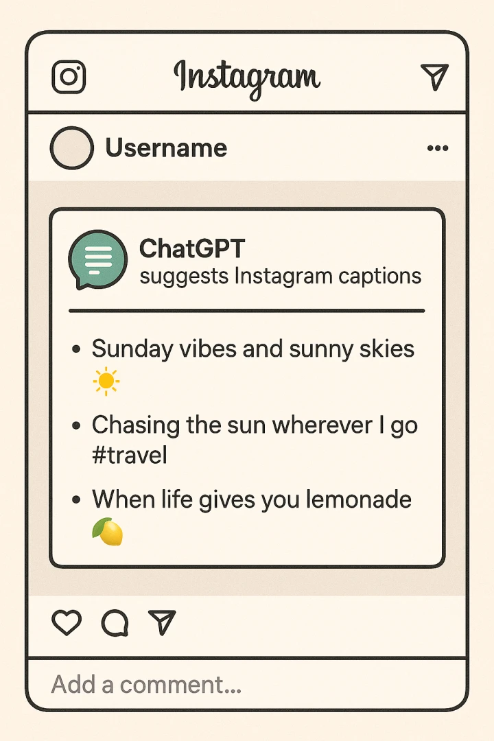 ChatGPT์ ์ธ์คํ๊ทธ๋จ UI๊ฐ ํจ๊ป ๋ณด์ด๋ ํ๋ฉด