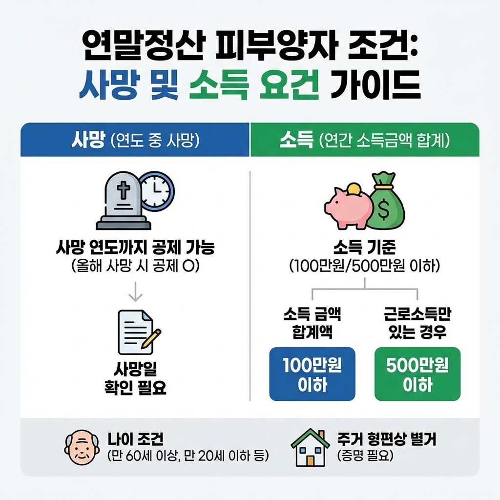 연말정산 피부양자 소득조건 사망 시 공제 가능 여부