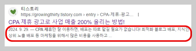 검색 결과에서는 이렇게 제목 아래에서 페이지의 내용을 대략적으로 설명하는 방식으로 노출됩니다.