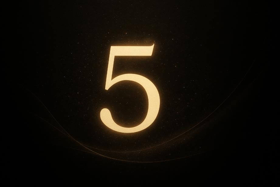 검정&middot;금빛 속 빛나는 숫자 5 그래픽
