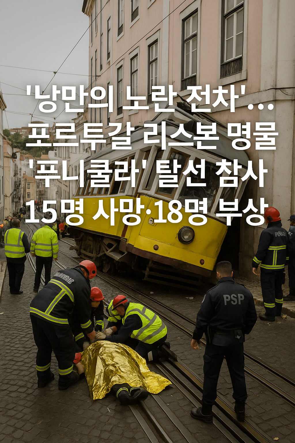 리스본 &lsquo;낭만의 노란 전차&rsquo; 탈선 참사
