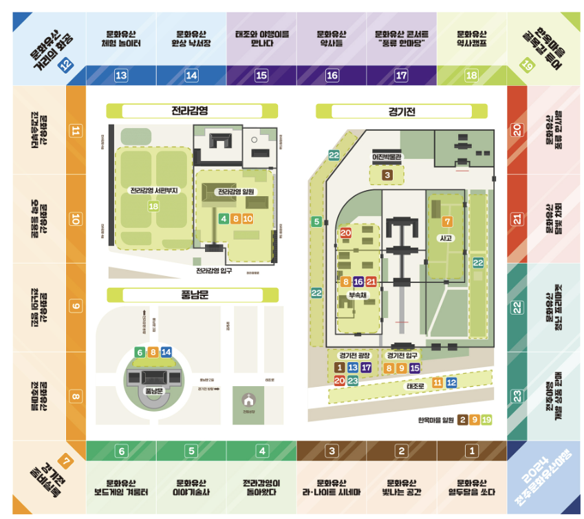 전주문화유산야행 프로그램 행사 위치도