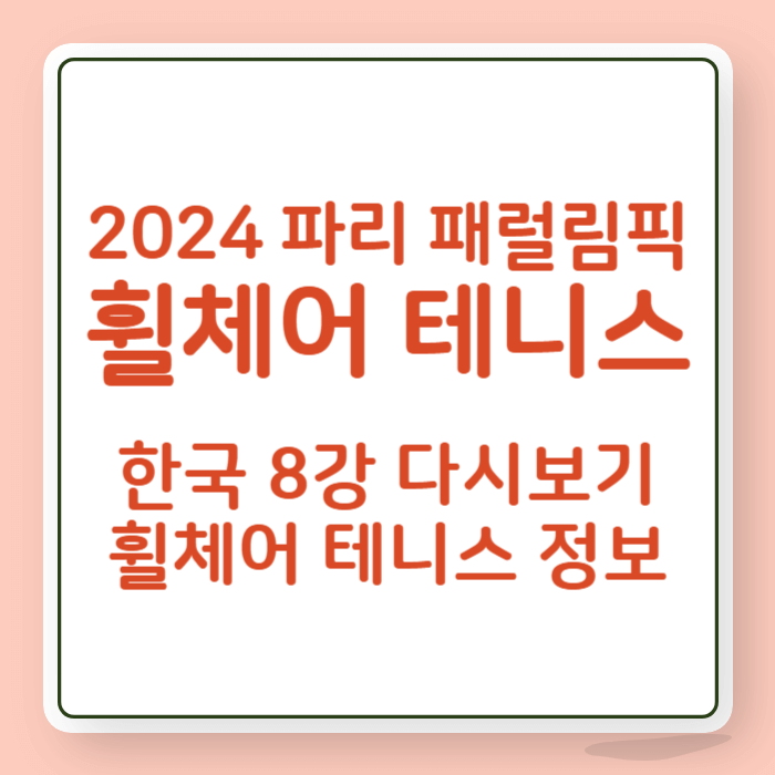 2024 파리 패럴림픽 휠체어 테니스 한국 일본 다시보기 휠체어 테니스 정보
