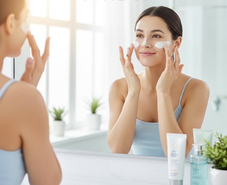 ▲ 매일 선크림을 바르는 것이 피부 건강의 기본입니다.