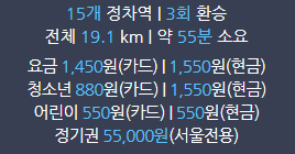 지하철 기본요금 조회