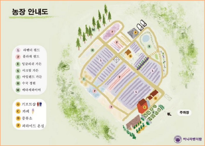 하늬 라벤더팜 안내도