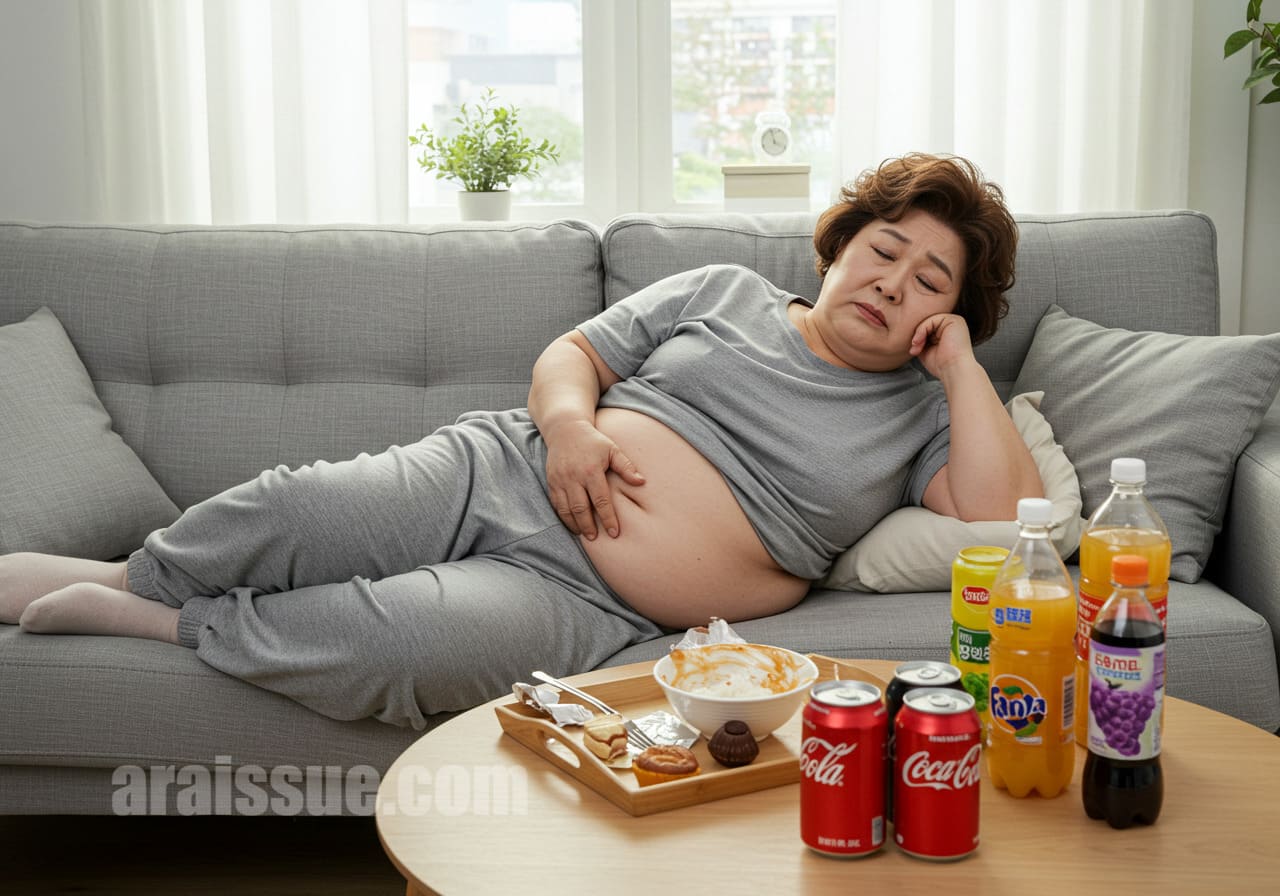 단 음료와 간식을 반복 섭취하는 60대 여성