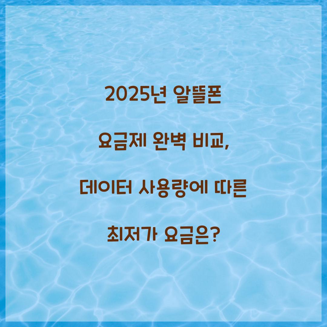 2025년 알뜰폰 요금제 완벽 비교: 데이터 사용량별 최저가 요금제