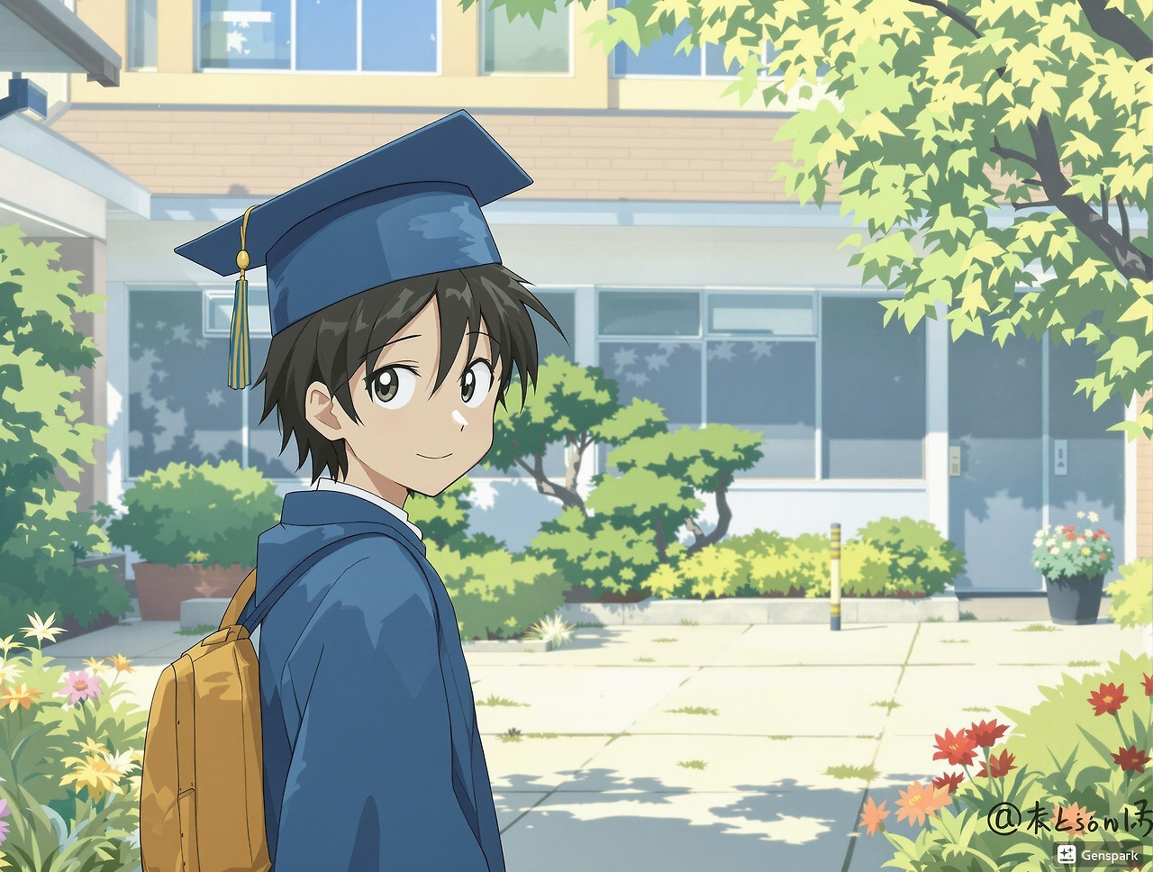 학교 캠퍼스내에서 학생 이미지