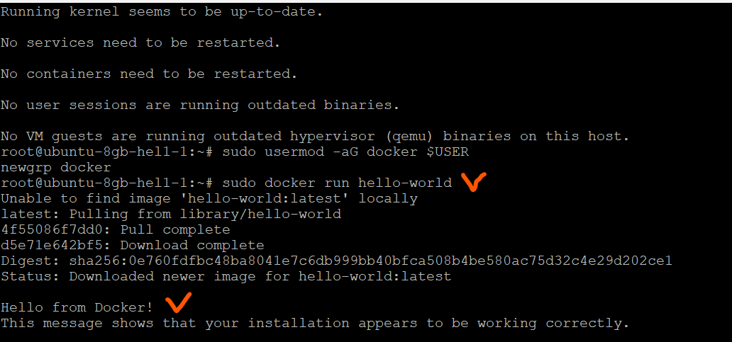 docker run hello-world 실행 후