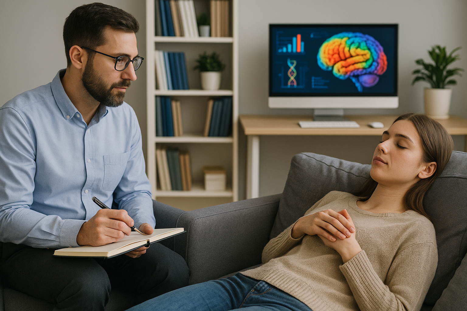 상담 중인 치료사와 클라이언트