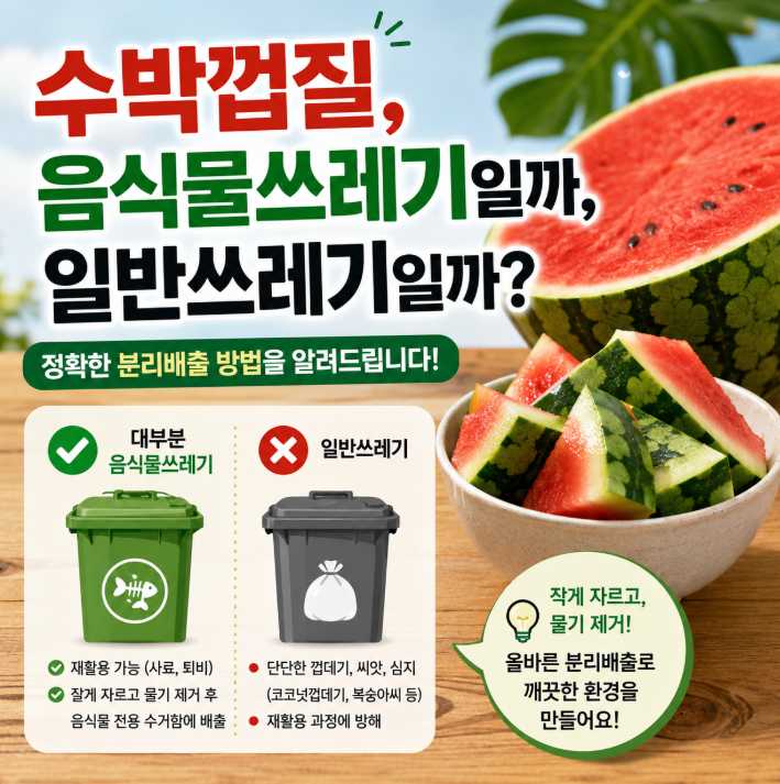 "버리기 전에 꼭 보세요..." 수박껍질 분리수거 음식물쓰레기 여부 전부알려드림1
