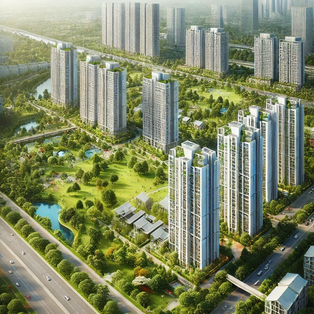 고층 아파트들의 밀집해있는 사진
