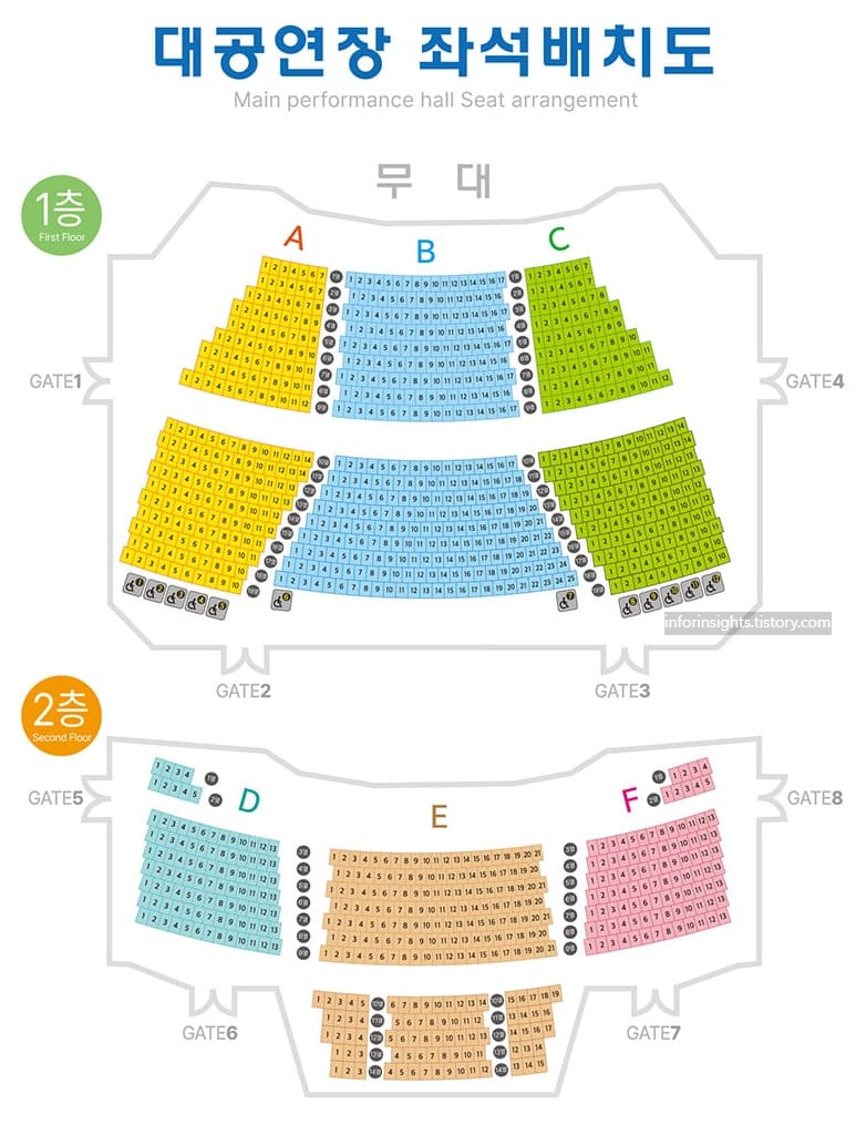 구미문화예술회관 대공연장 좌석 배치도